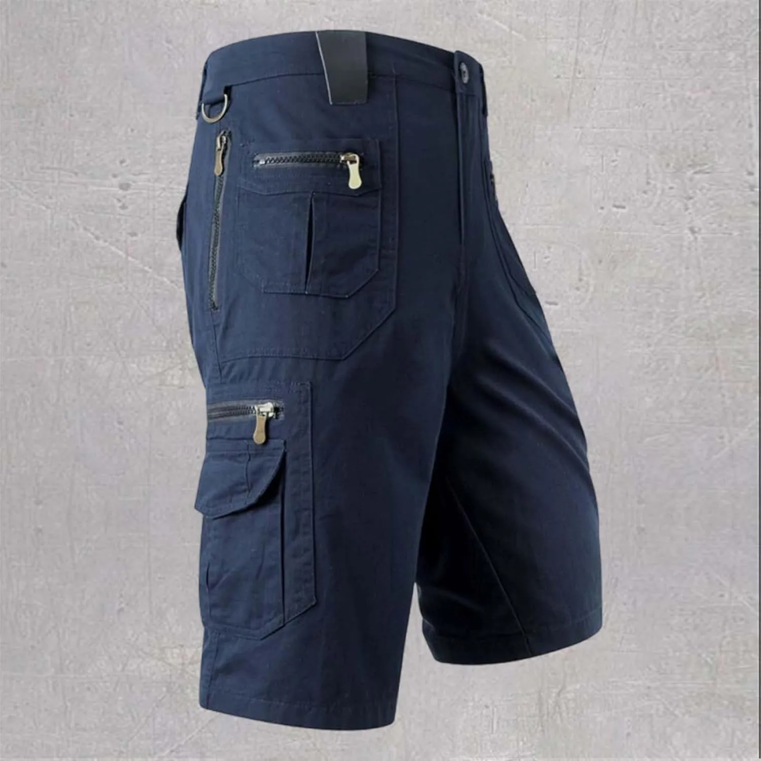 3/4 Outdoor Hiking Long Shorts for Men Zipper Pocket Casual Cargo Capris Pants Below Knee Casual Tactical Work Shorts