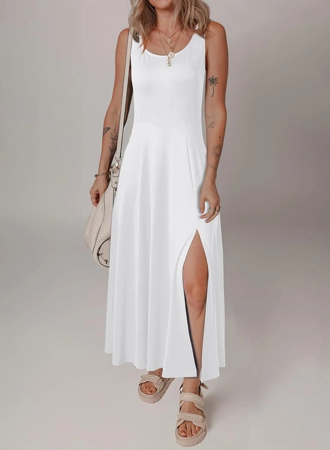 Acelitt Women 2025 Summer Sundress Casual Loose Sleeveless Beach Long Tank Dress Vacation Outfits with Pockets