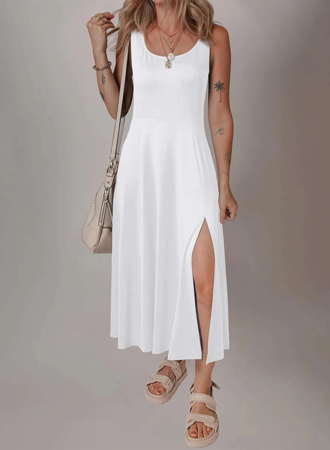 Acelitt Women 2025 Summer Sundress Casual Loose Sleeveless Beach Long Tank Dress Vacation Outfits with Pockets
