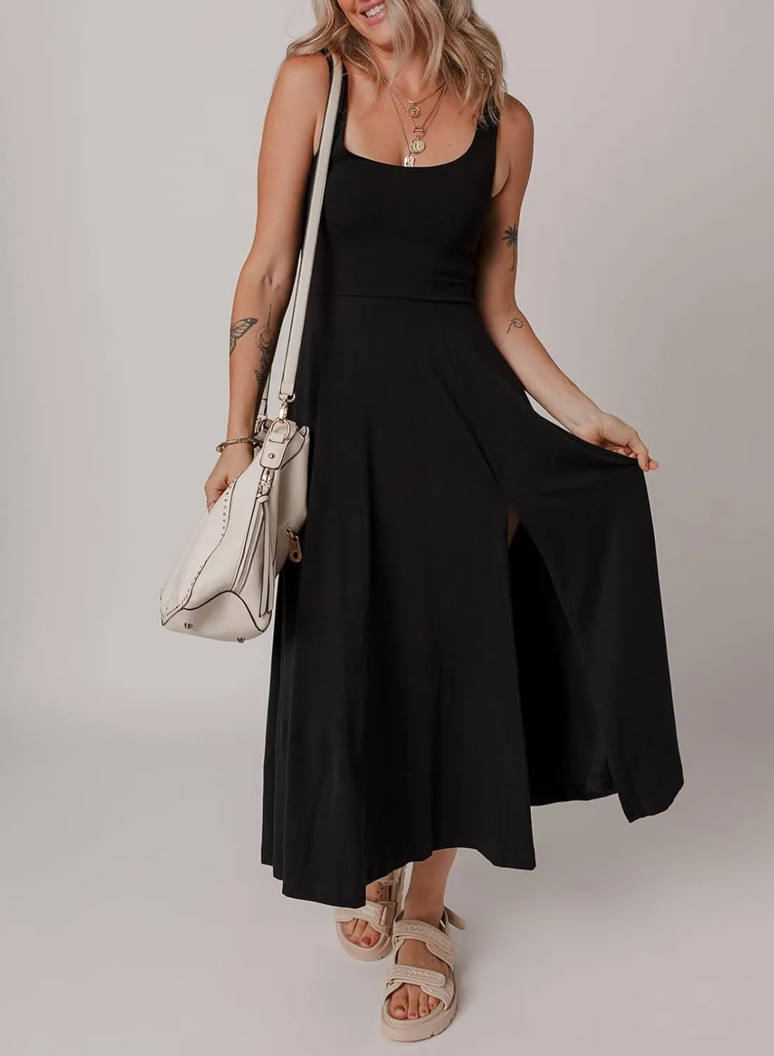 Acelitt Women 2025 Summer Sundress Casual Loose Sleeveless Beach Long Tank Dress Vacation Outfits with Pockets