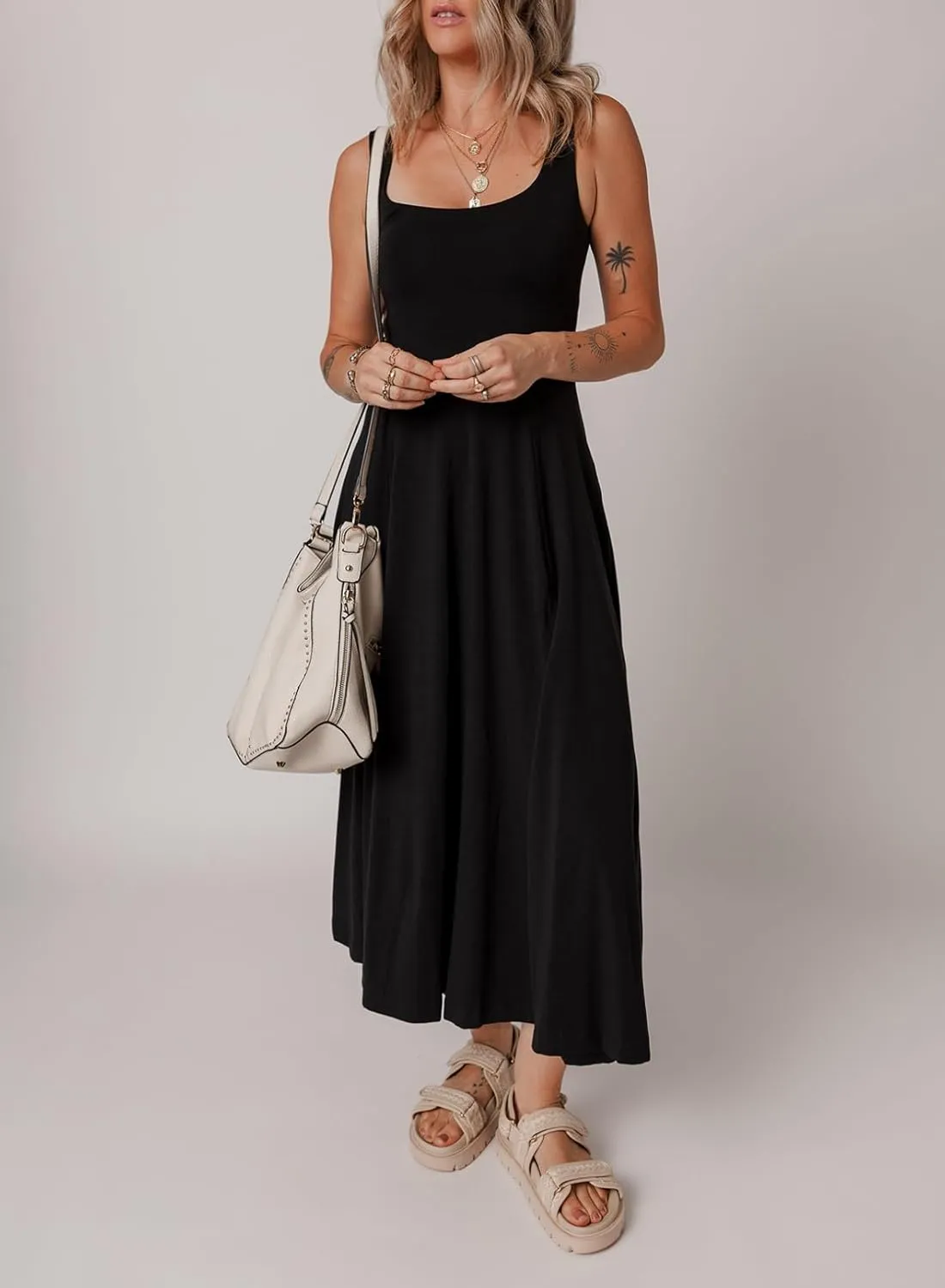 Acelitt Women 2025 Summer Sundress Casual Loose Sleeveless Beach Long Tank Dress Vacation Outfits with Pockets