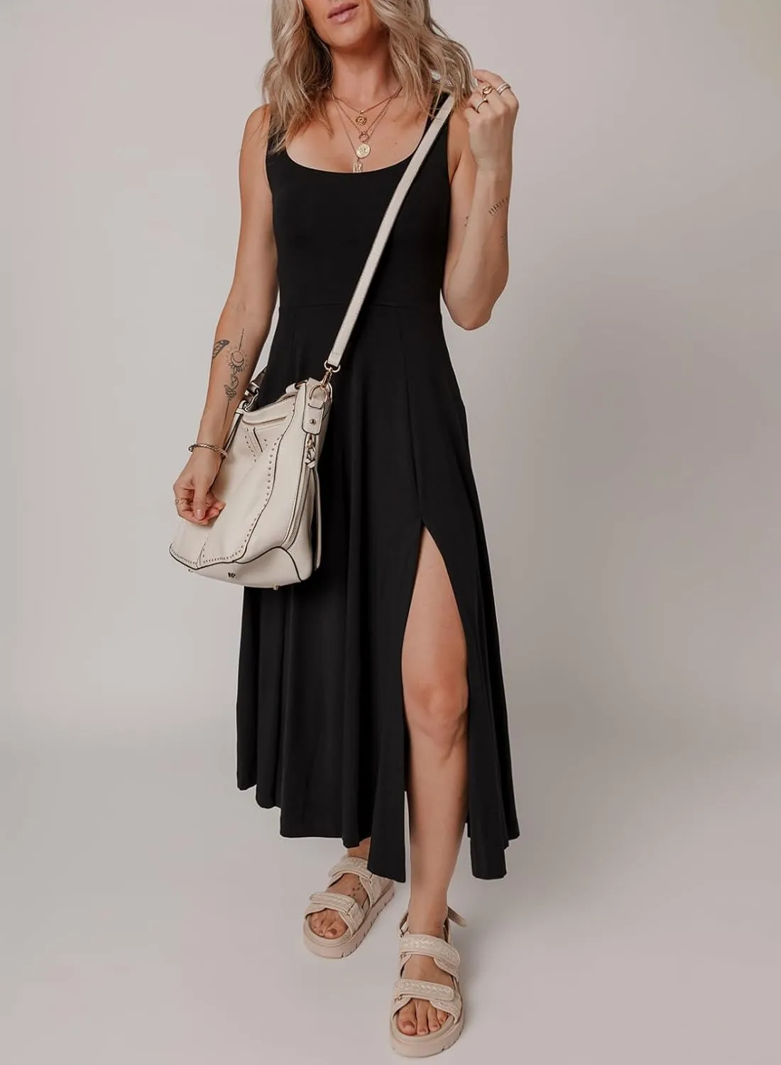Acelitt Women 2025 Summer Sundress Casual Loose Sleeveless Beach Long Tank Dress Vacation Outfits with Pockets