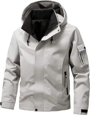 ADHOWBEW Wind Breaker Jackets Mens Outerwear Sun Protection Waterproof Hooded Lightweight Windbreaker, Coat
