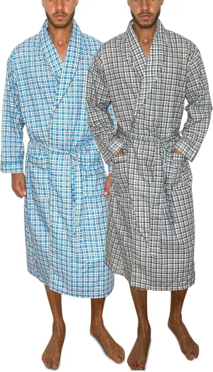 AMERICAN HEAVEN Mens 2-Pack Lightweight Sleep/Lounge Long Bath Robe -Premium Cotton Blend