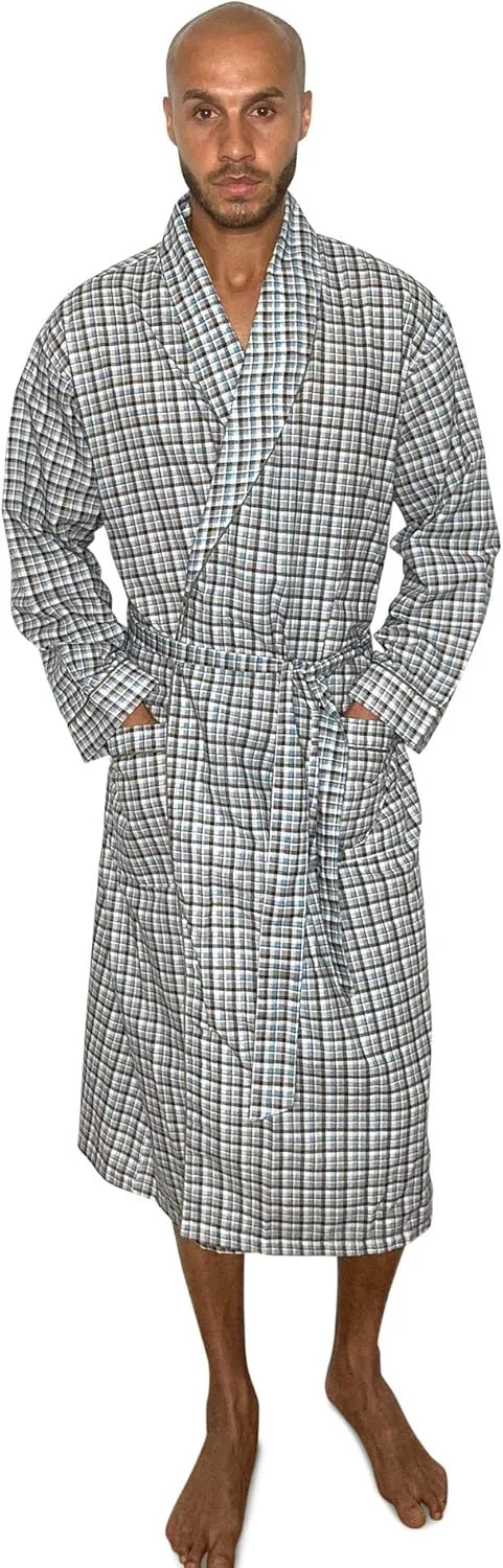 AMERICAN HEAVEN Mens 2-Pack Lightweight Sleep/Lounge Long Bath Robe -Premium Cotton Blend