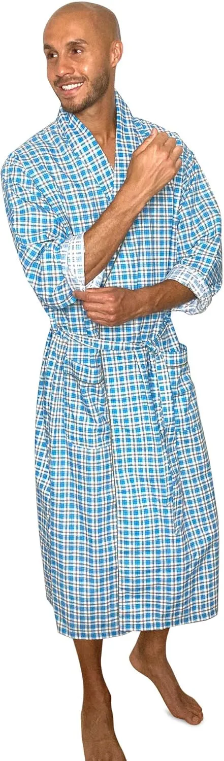 AMERICAN HEAVEN Mens 2-Pack Lightweight Sleep/Lounge Long Bath Robe -Premium Cotton Blend