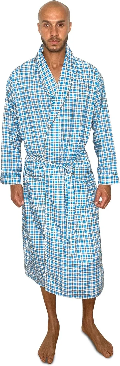 AMERICAN HEAVEN Mens 2-Pack Lightweight Sleep/Lounge Long Bath Robe -Premium Cotton Blend