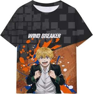 Anime Wind Breaker T-Shirt Tops Tee Short Sleeve Costume Cosplay