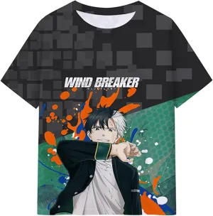 Anime Wind Breaker T-Shirt Tops Tee Short Sleeve Costume Cosplay