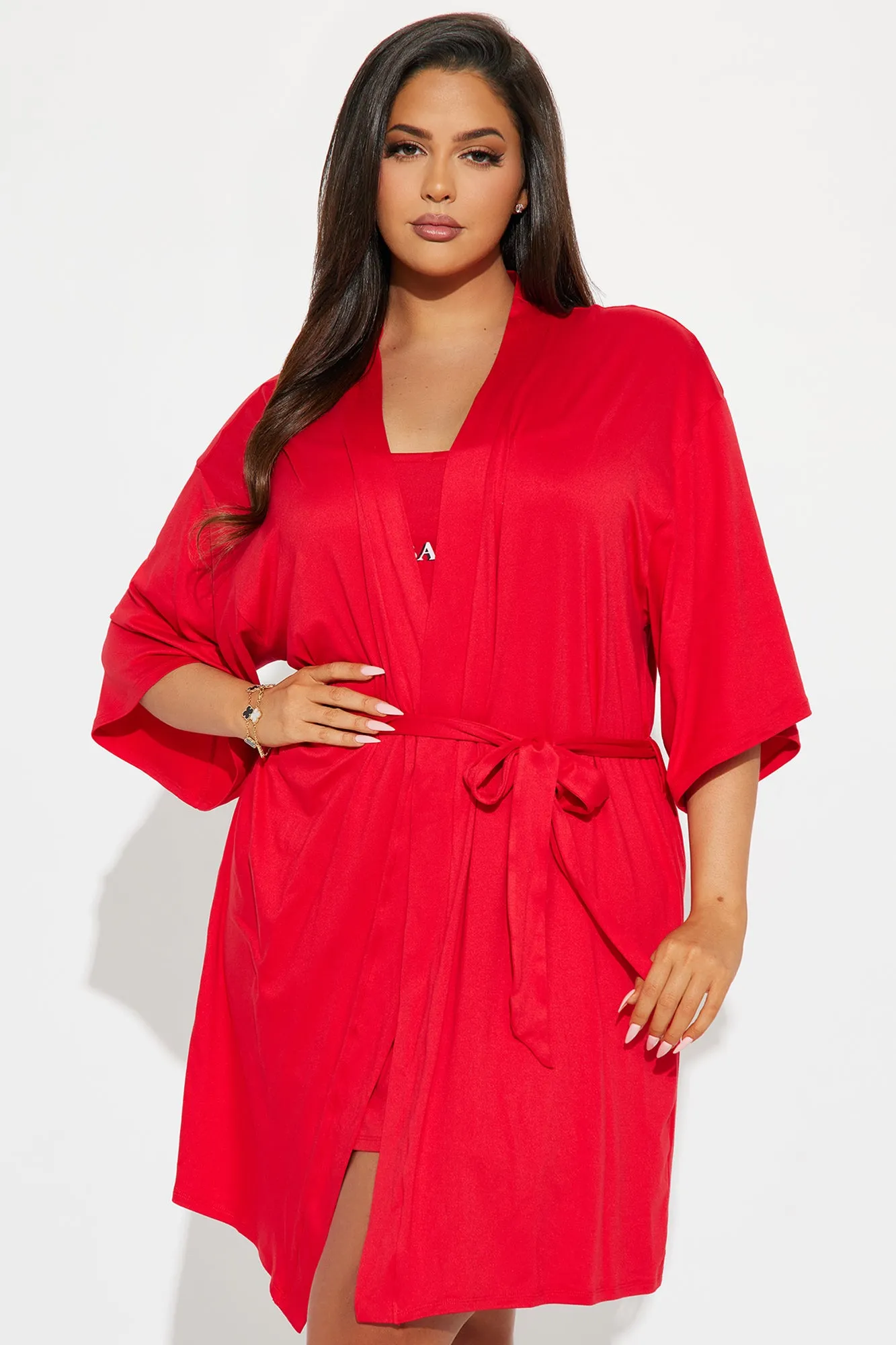 Bad Bitch PJ Robe Set - Red
