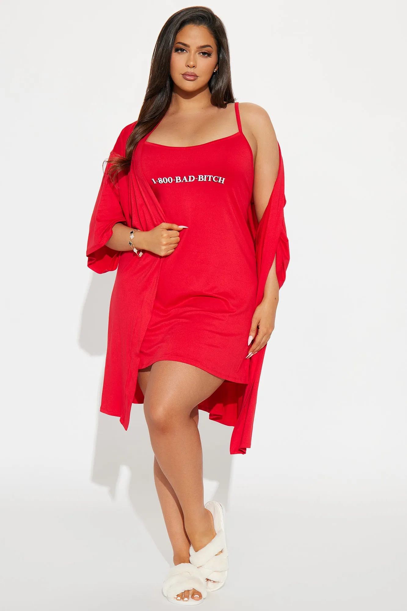 Bad Bitch PJ Robe Set - Red