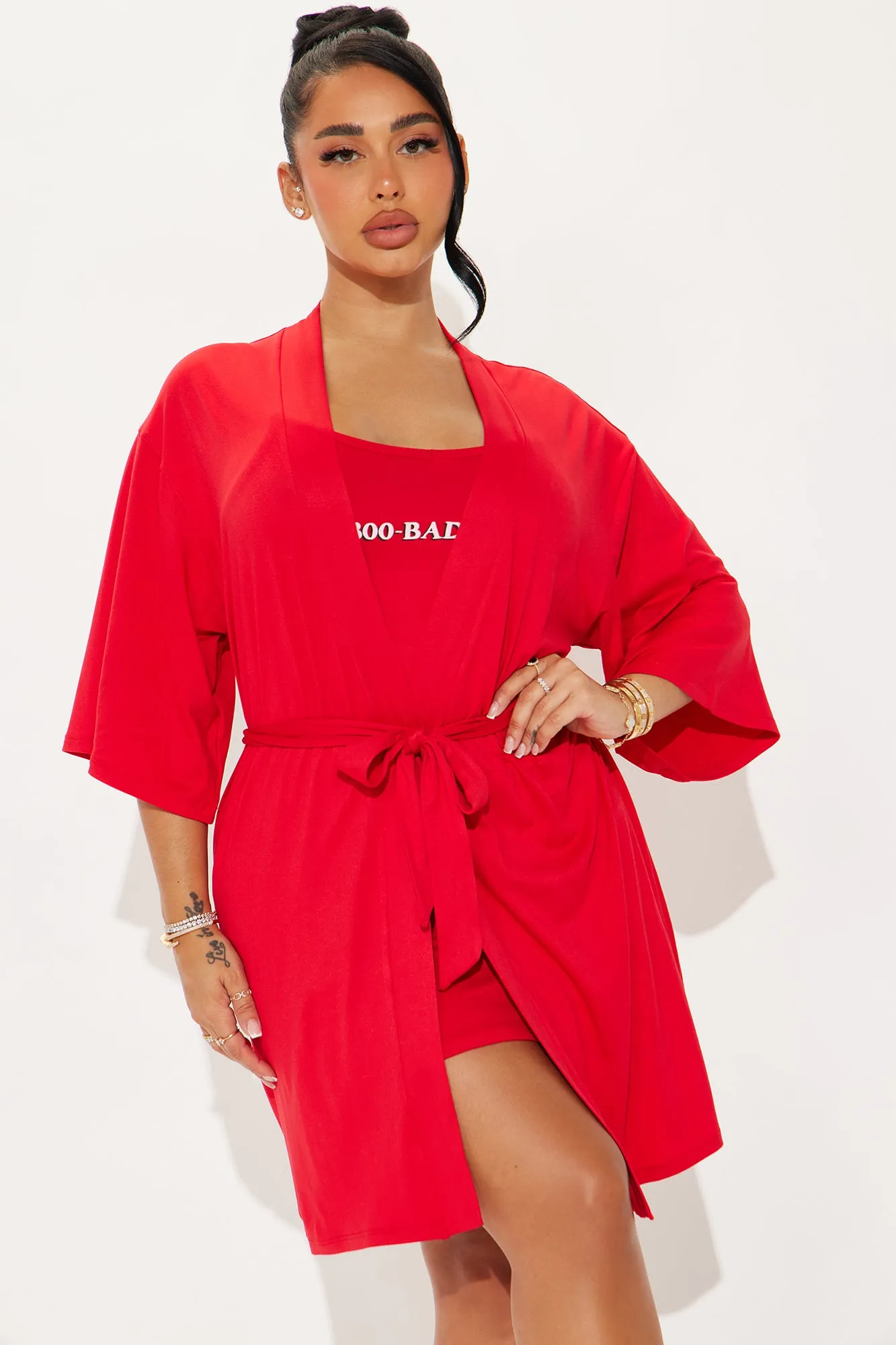 Bad Bitch PJ Robe Set - Red