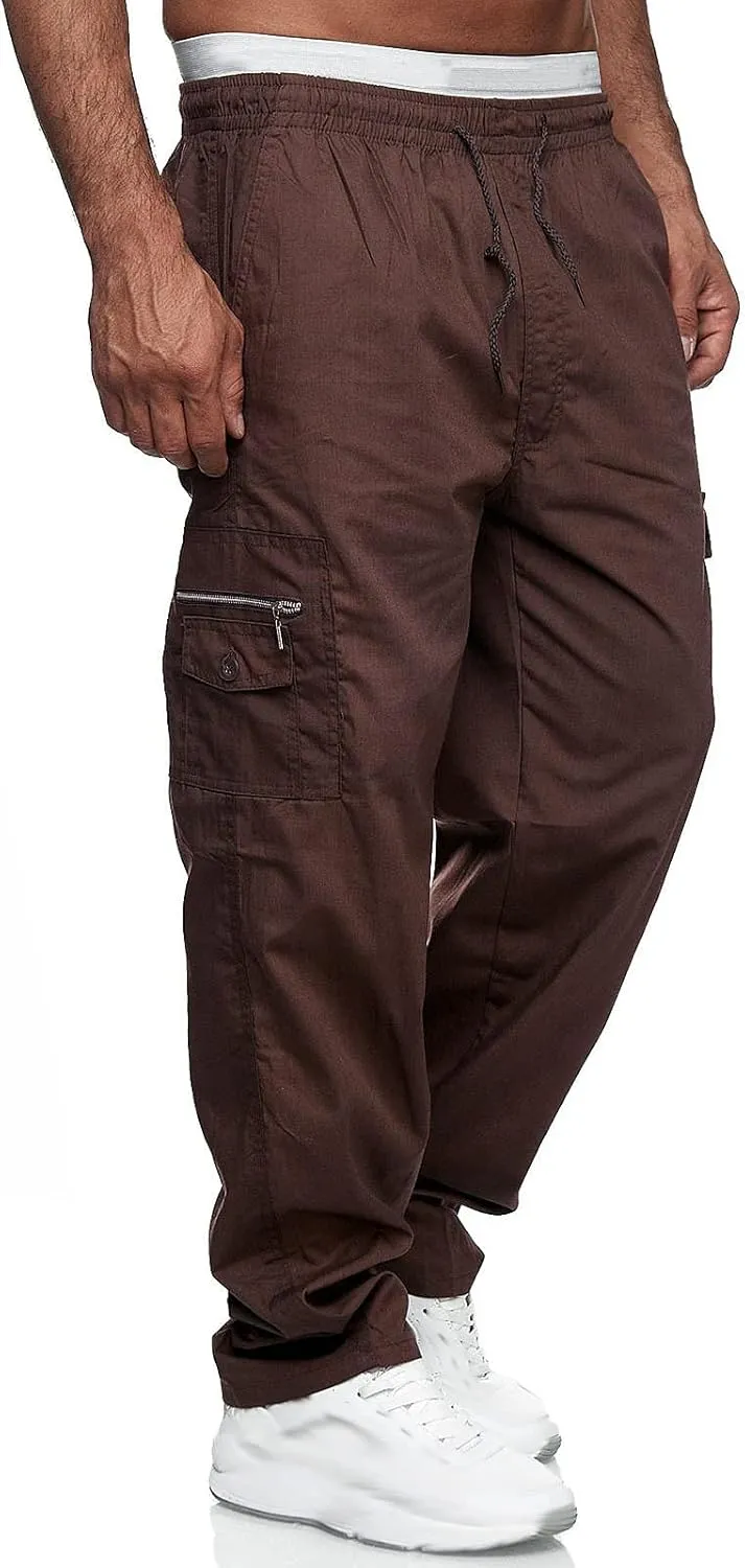 Baggy Cargo Pants MenMultiple Pockets Y2K PantsElastic Waist Cargo Pants Slim Fit Casual Trousers