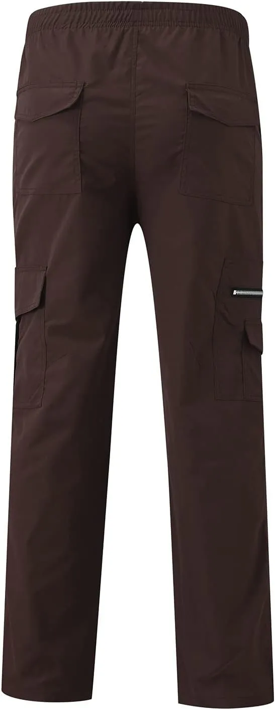 Baggy Cargo Pants MenMultiple Pockets Y2K PantsElastic Waist Cargo Pants Slim Fit Casual Trousers