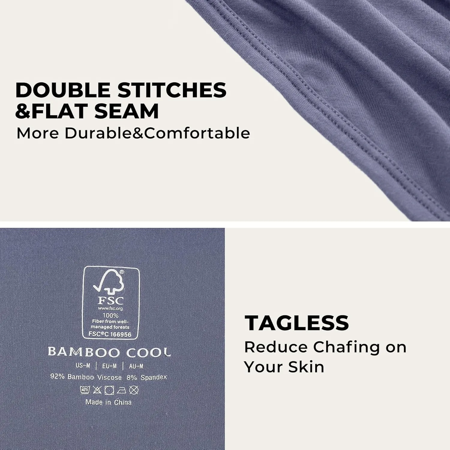 BAMBOO COOL Mens Breathable Soft Underwear Open-fly Classic Briefs, Tag-free