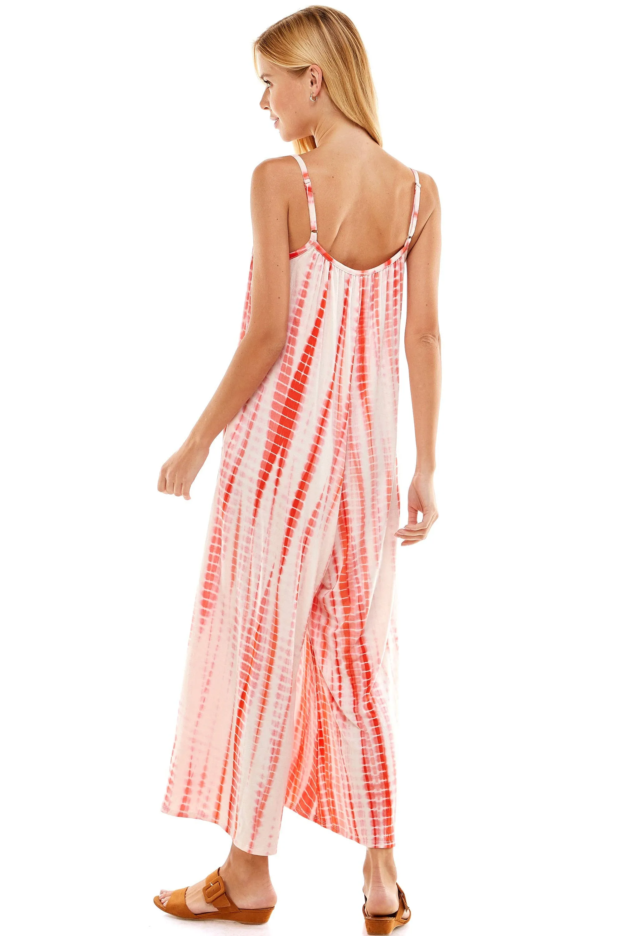Bamboo Hand Tie Dye Loose Fit Spaghetti Strap Jumpsuit