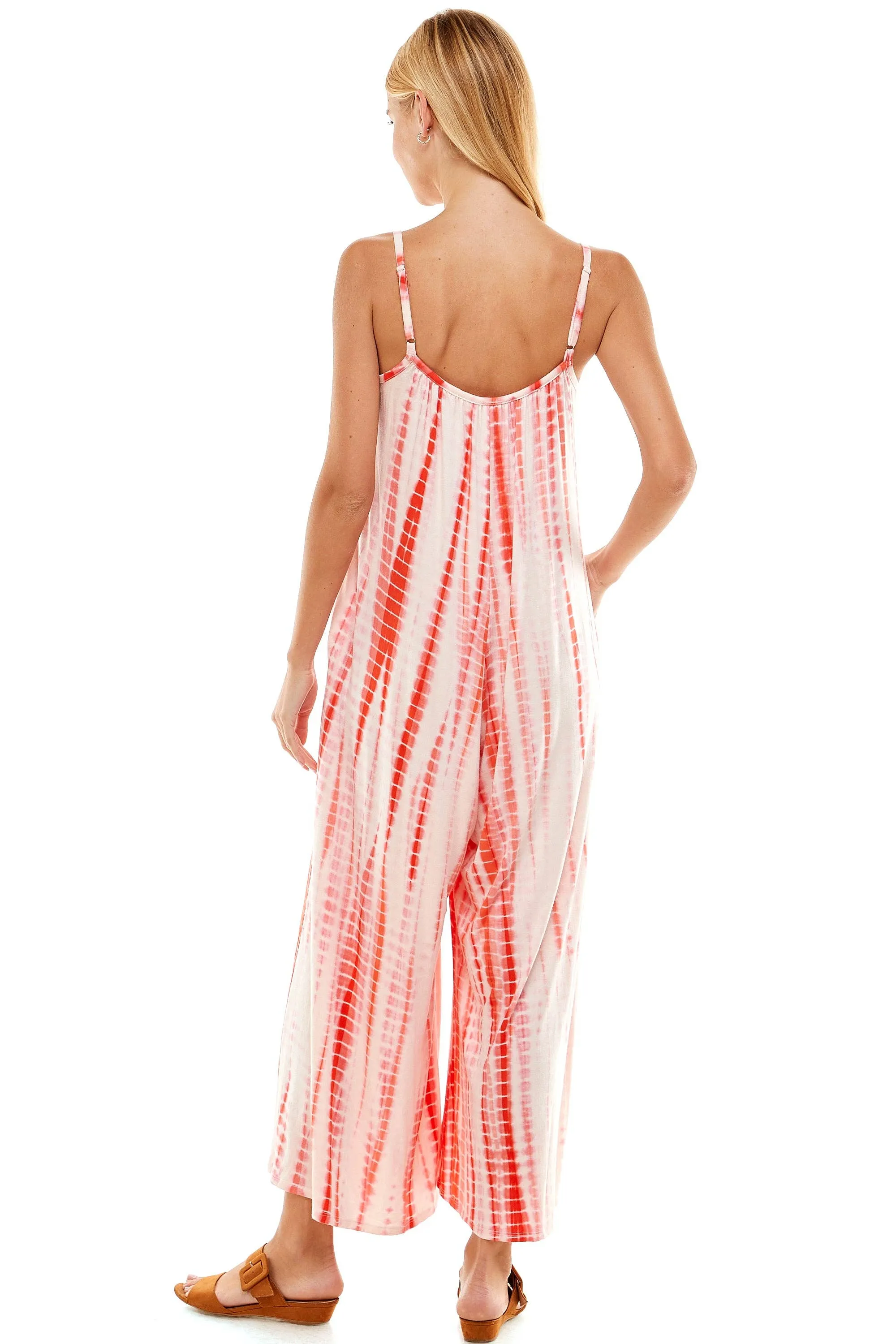 Bamboo Hand Tie Dye Loose Fit Spaghetti Strap Jumpsuit