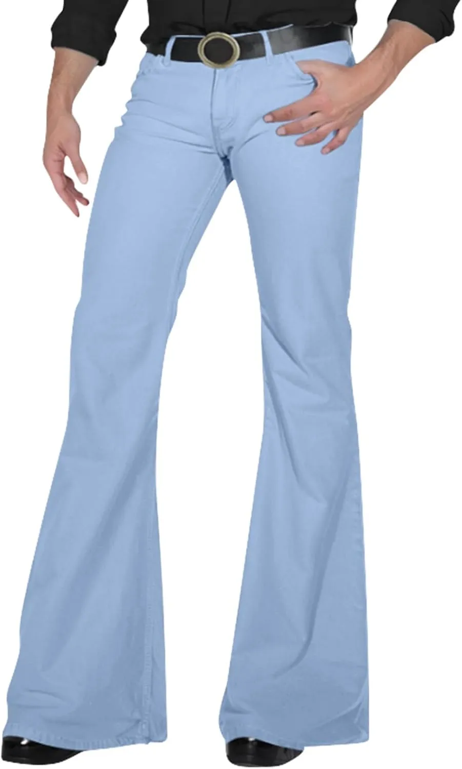Bell Bottom Vintage Disco Pants for Men Slim Fit Twill Flared Trousers Classic 70s Stretch Wide Leg Pants Clubwear