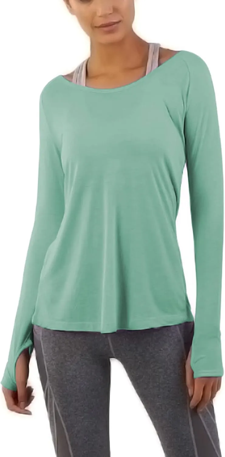 Bestisun Long Sleeve Yoga Workout Tops Lightweight Thumbhole Shirts Athletic Wear for Women