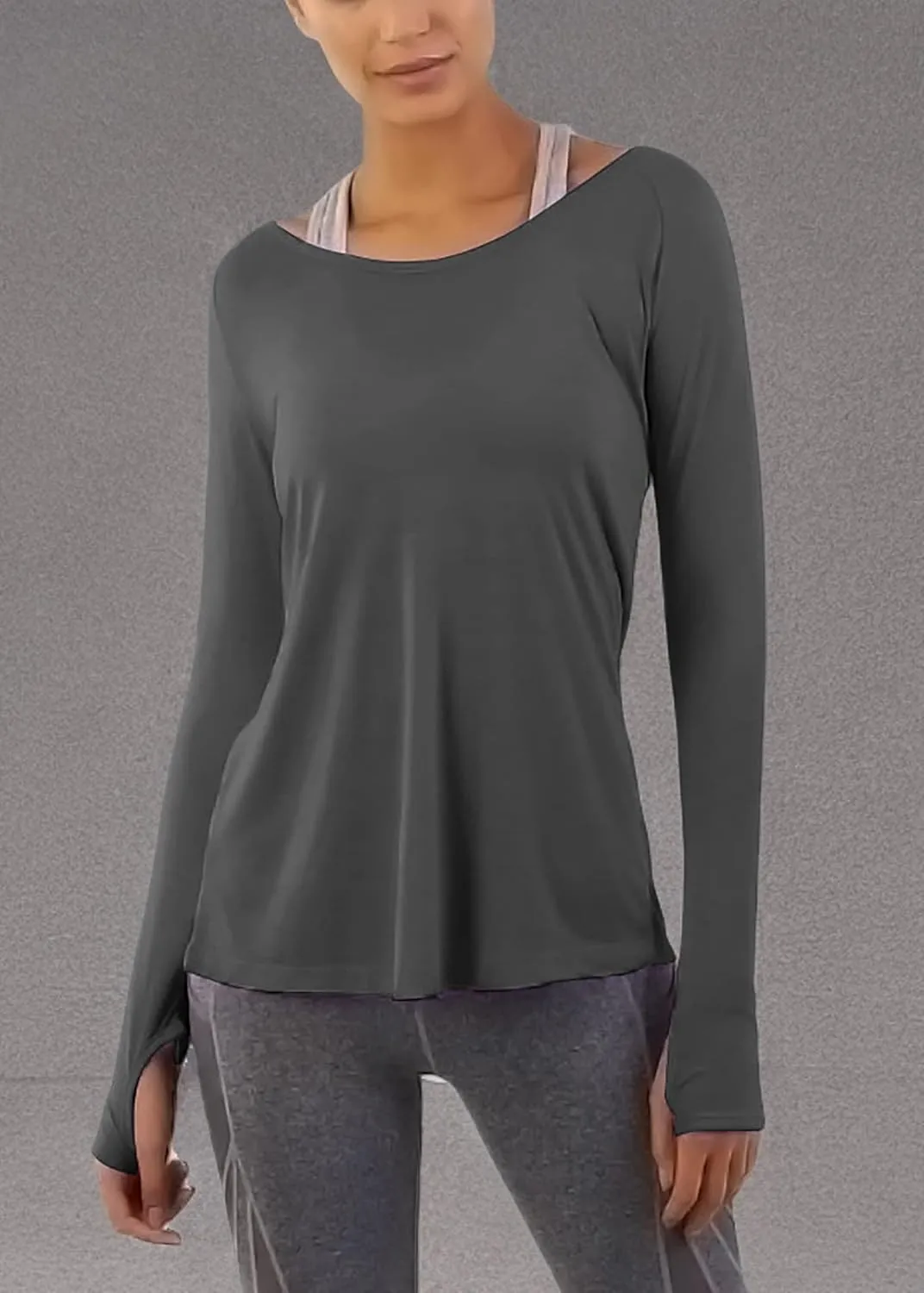 Bestisun Long Sleeve Yoga Workout Tops Lightweight Thumbhole Shirts Athletic Wear for Women
