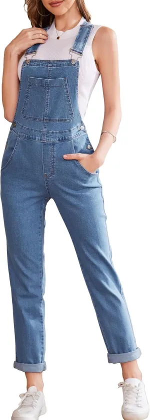 Bib Overalls for Women Fashion Jean Jumpsuit Adjustable Strap Coveralls