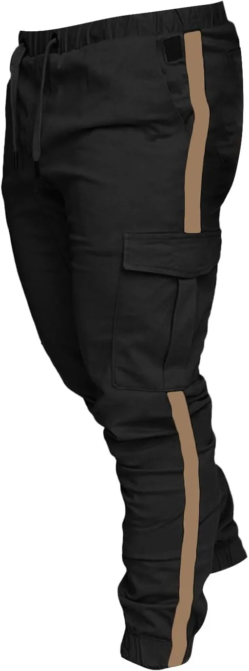 Black Cargo Pants Sir Male Stretch Cargo Pants Men Baggy Parachute Pants Men Camo Pants Cargo Striped Linen Pants Men Zipper Pocket Jeans Insulated Work Pants for Men