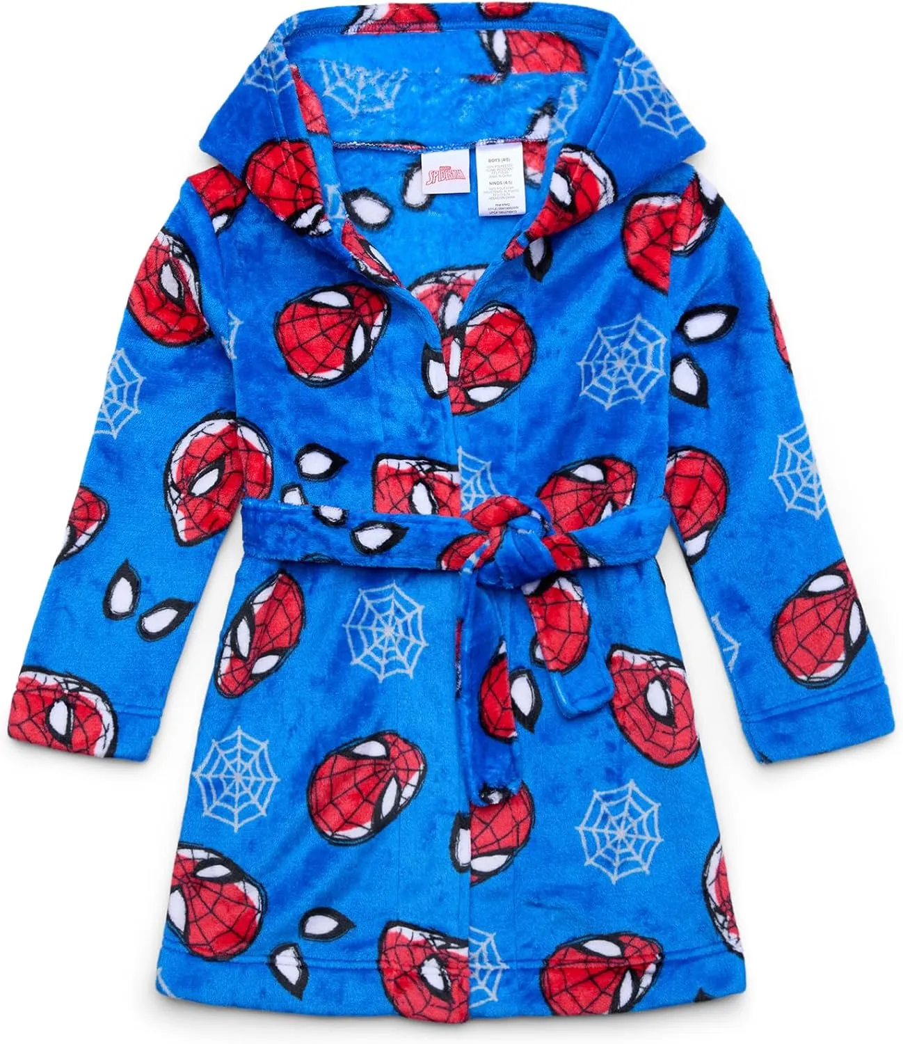 Boys Spiderman Hooded Plush Sleep Robe, Blue, Medium