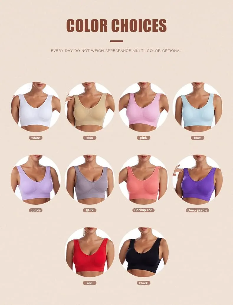 Bras for Women Cozy Wireless Sports Bra Seamless Full Coverage No Underwire Bra with Removable Pads for Everyday