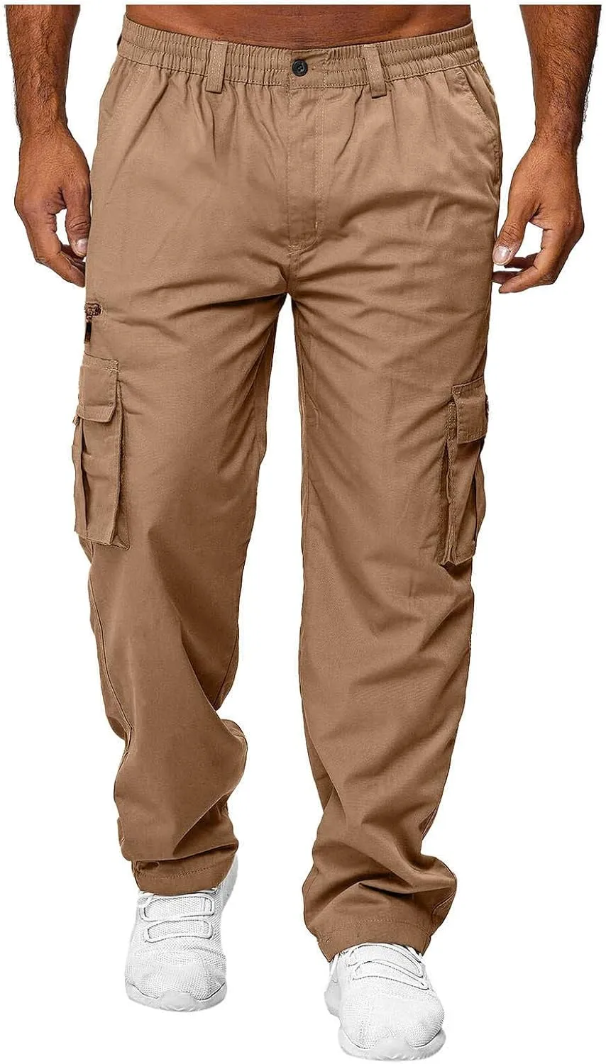 Cargo Pants for Men BaggyMultiple Pockets Running Pants TallElastic Waist Cargos Pants Casual Trousers