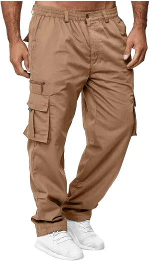 Cargo Pants for Men BaggyMultiple Pockets Running Pants TallElastic Waist Cargos Pants Casual Trousers