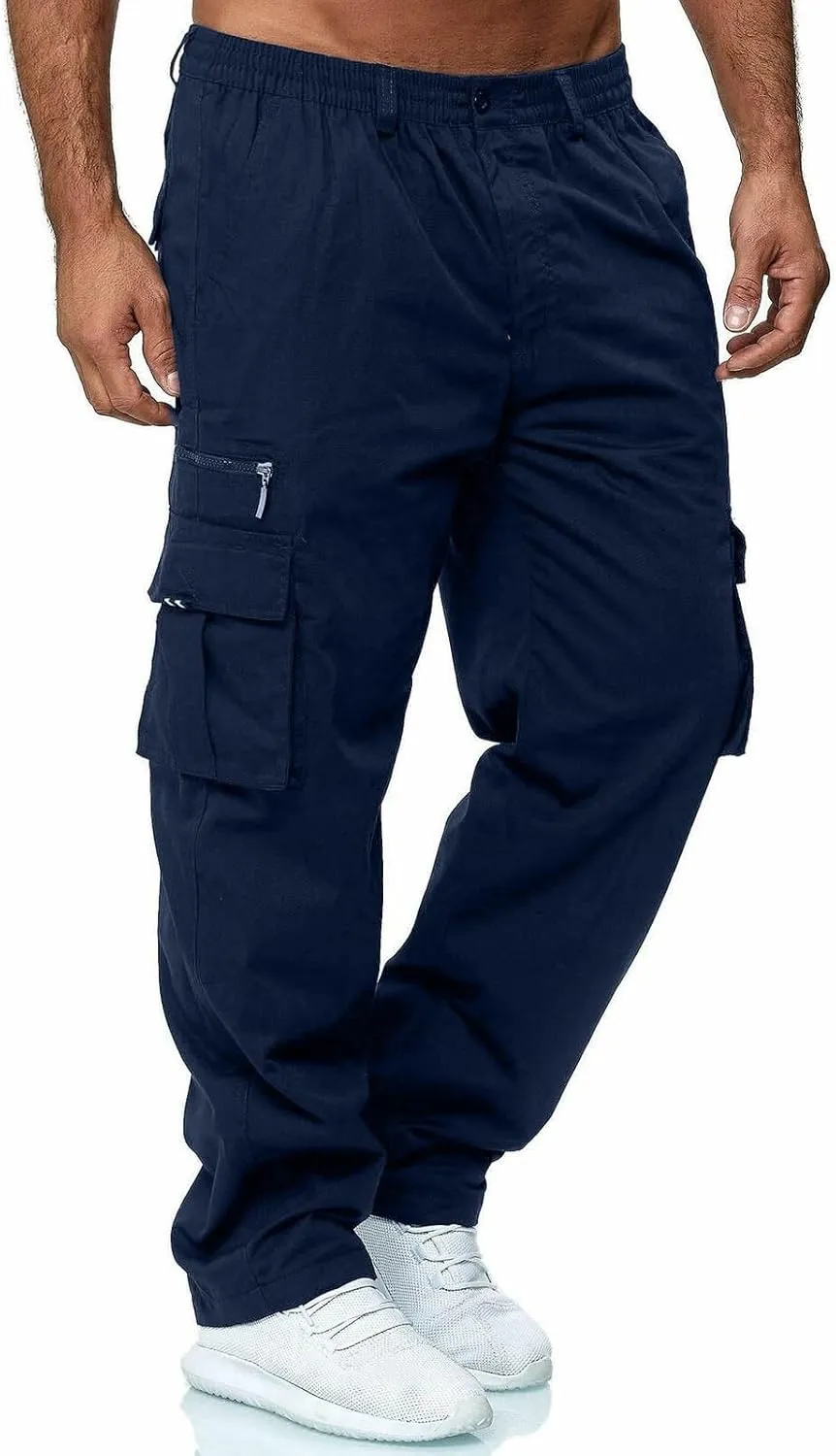Cargo Pants for Men BaggyMultiple Pockets Running Pants TallElastic Waist Cargos Pants Casual Trousers