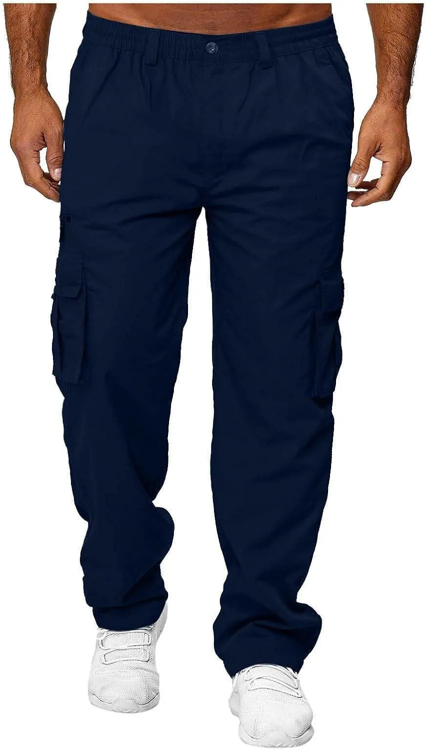 Cargo Pants for Men BaggyMultiple Pockets Running Pants TallElastic Waist Cargos Pants Casual Trousers