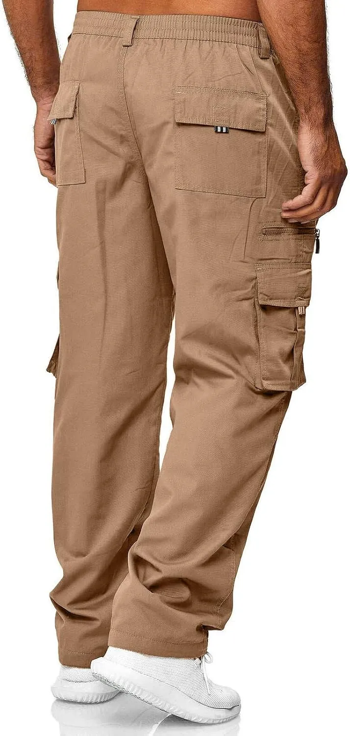 Cargo Pants for Men BaggyMultiple Pockets Running Pants TallElastic Waist Cargos Pants Casual Trousers