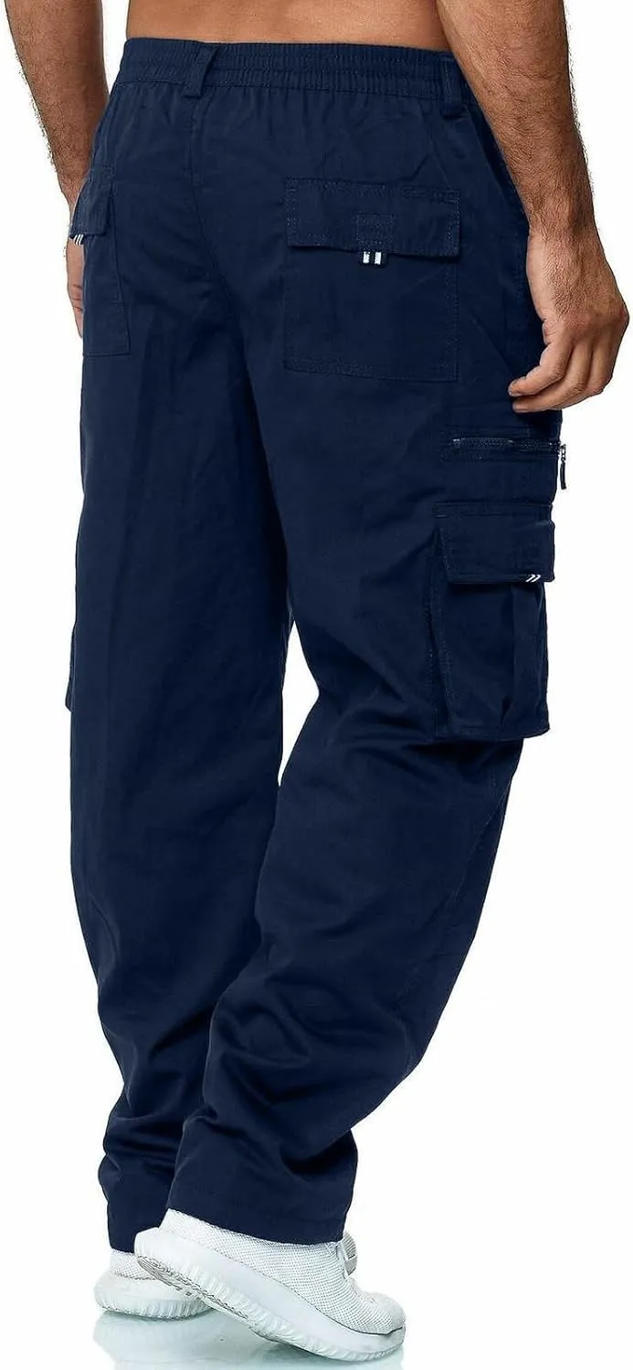 Cargo Pants for Men BaggyMultiple Pockets Running Pants TallElastic Waist Cargos Pants Casual Trousers