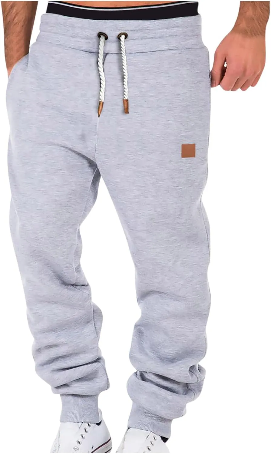 Cargo Pants for Men Casual Elastic Waist Pants Regular Fit Jogger Pants Outdoor Hiking Pants Gym Pants with Pockets