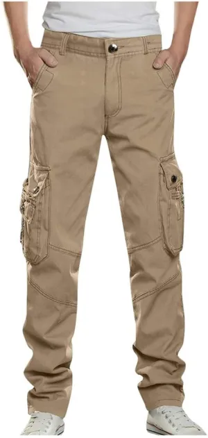 Cargo Pants for Men Quick-Dry Outdoor Zipper Buckle Multipocket Trousers Workout Athletic Gym Fashion Loose Joggers