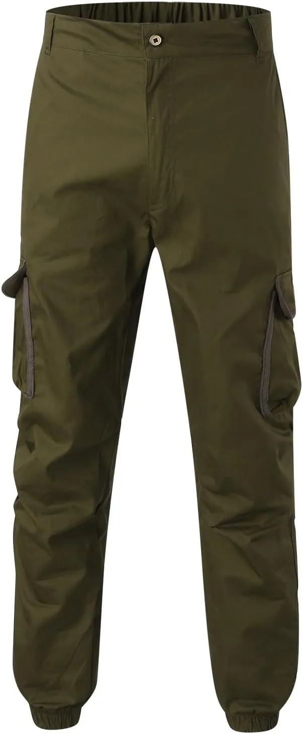 Cargo Pants for Men Relaxed Fit Big and Tall Button Casual Tactical Pants Lightweight Stretch Hiking Trousers with Pockets