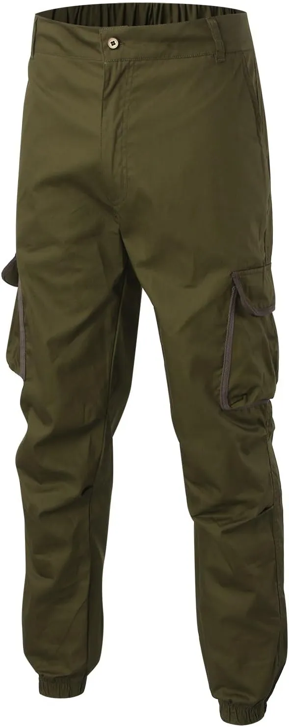 Cargo Pants for Men Relaxed Fit Big and Tall Button Casual Tactical Pants Lightweight Stretch Hiking Trousers with Pockets