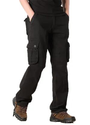 Cargo Pants for Men Relaxed Fit Casual Work Trousers Cotton Hiking Tactical Pants with 6 Pockets (32,Black)