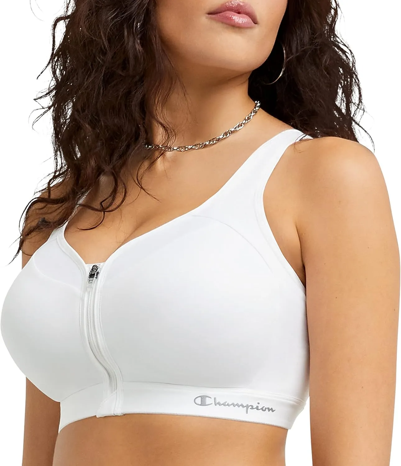 Champion Women's Sports Bra, Motion Control Zip High-impact Sports Bra, Wirefree Bra for Women