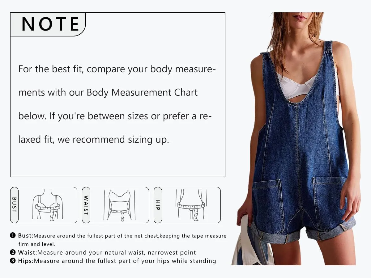 CHARTOU Women Casual Denim Short Overalls Rolled Cuff Barrel Shorts Jumpsuit Rompers