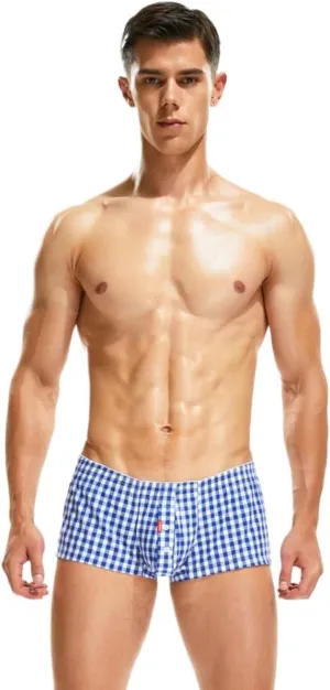 Classic Fit Button Fly Boxer Briefs for Men Striple Pattern Underwear Men's Boxer Briefs