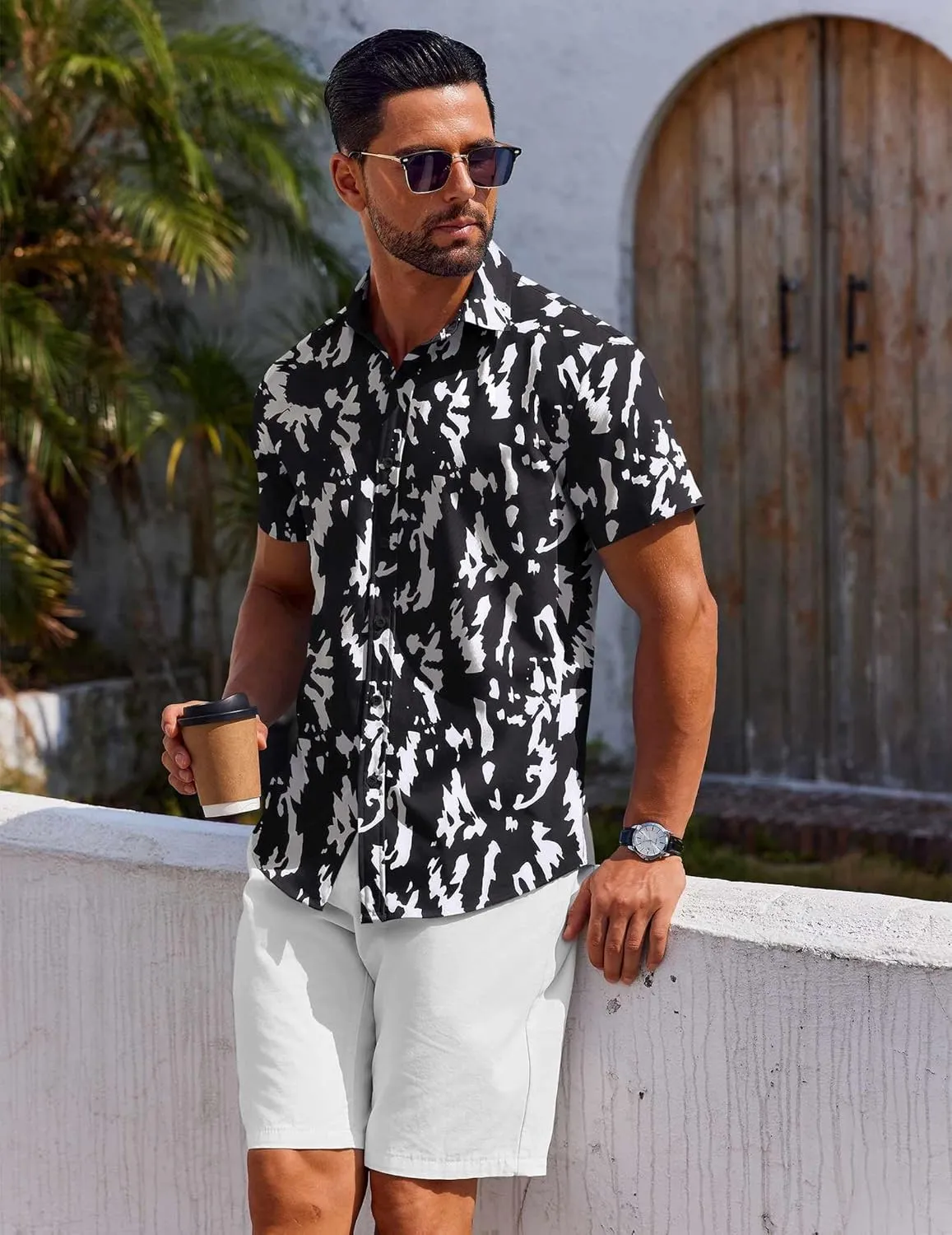 COOFANDY Men's Button Down Shirt Short Sleeve Casual Shirt for Men Summer Business Casual Dress Shirt