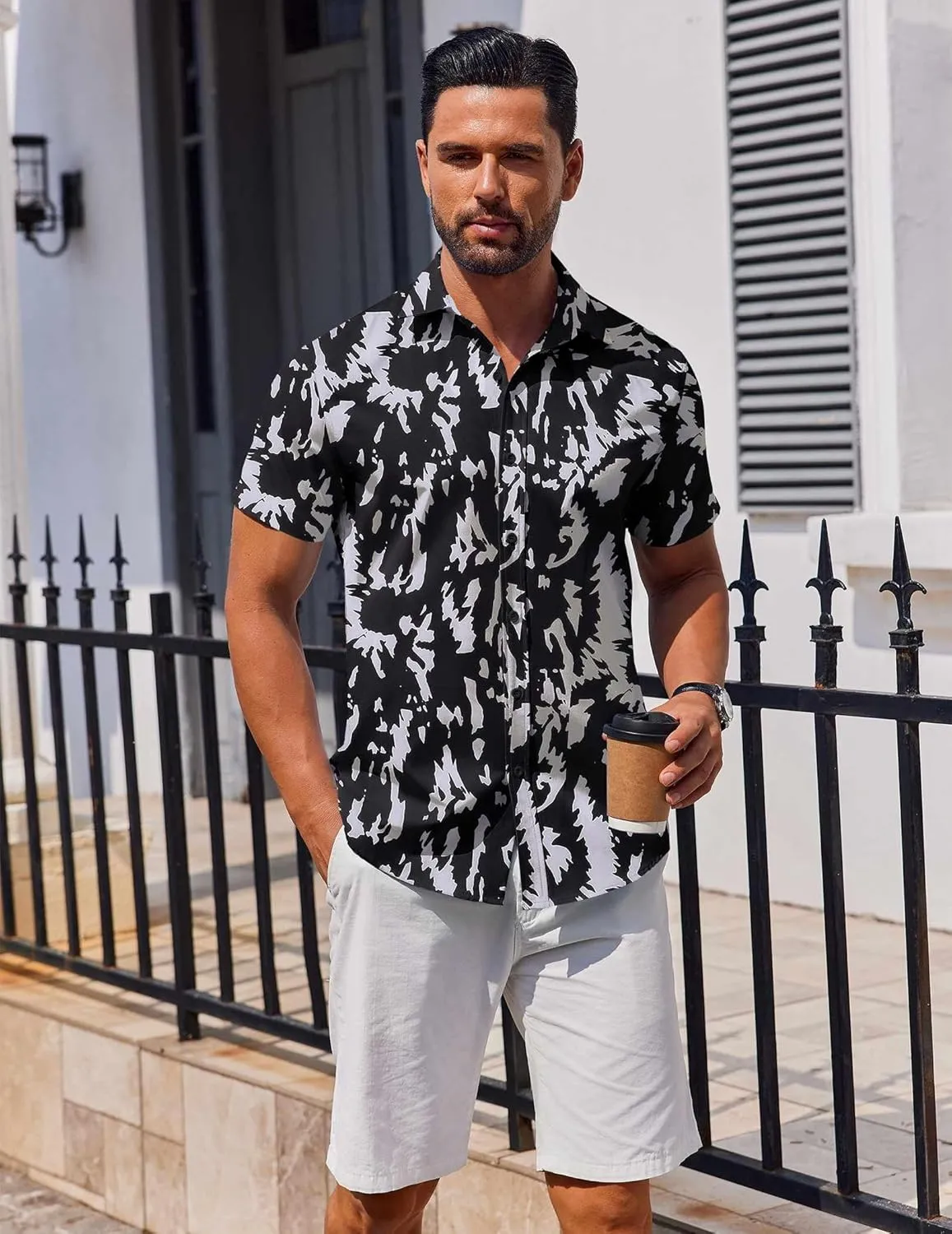 COOFANDY Men's Button Down Shirt Short Sleeve Casual Shirt for Men Summer Business Casual Dress Shirt