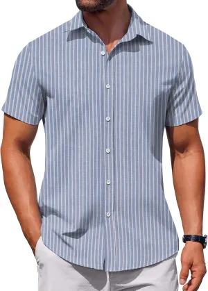COOFANDY Men's Button Down Shirt Short Sleeve Casual Shirt for Men Summer Business Casual Dress Shirt