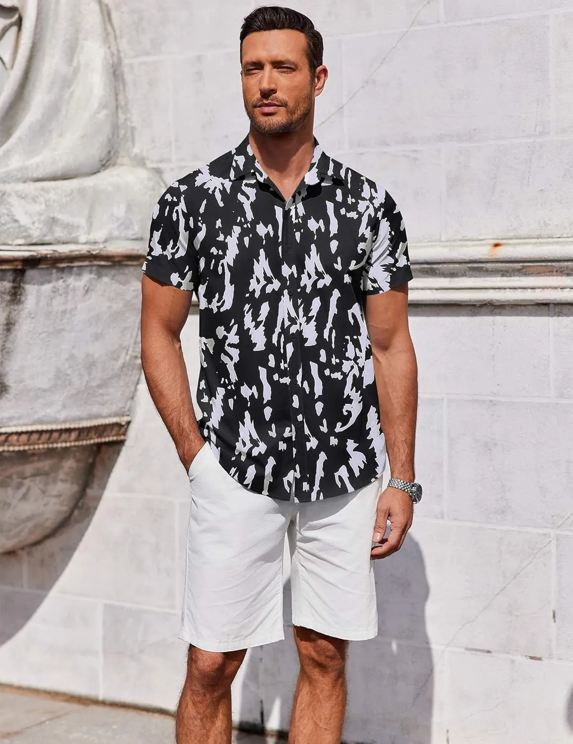 COOFANDY Men's Button Down Shirt Short Sleeve Casual Shirt for Men Summer Business Casual Dress Shirt