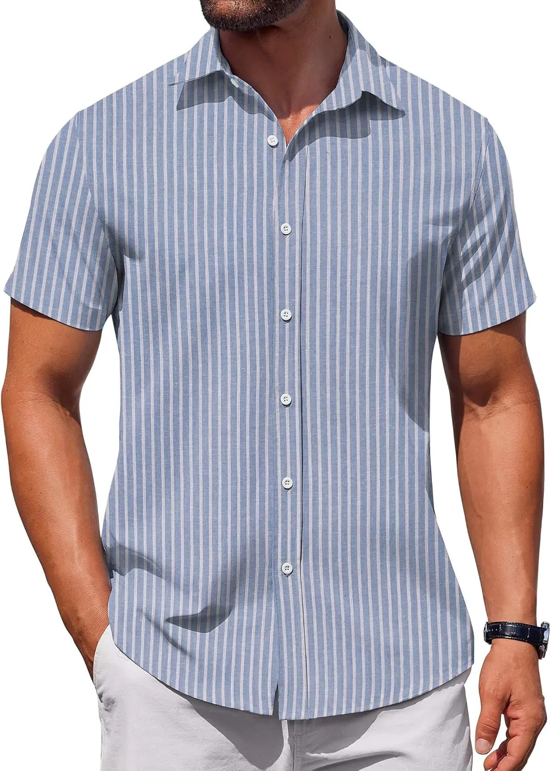 COOFANDY Men's Button Down Shirt Short Sleeve Casual Shirt for Men Summer Business Casual Dress Shirt