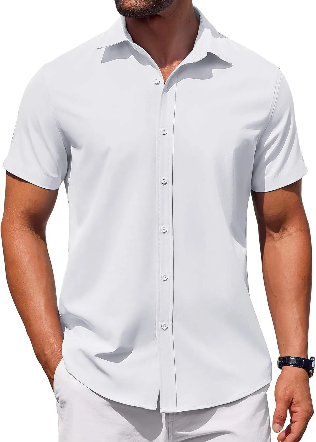 COOFANDY Men's Button Down Shirt Short Sleeve Casual Shirt for Men Summer Business Casual Dress Shirt