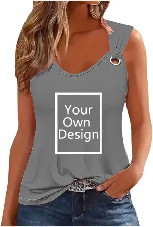 Custom Shirt, Your Own Design Text/Photo/Image/Logo Tank Tops Women Personalized Printed Front/Back