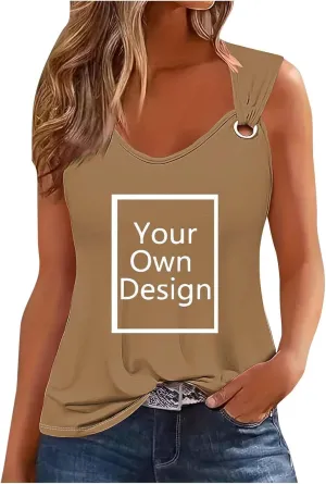 Custom Shirt, Your Own Design Text/Photo/Image/Logo Tank Tops Women Personalized Printed Front/Back